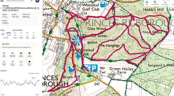 Strenuous Whiteleaf Hill route map